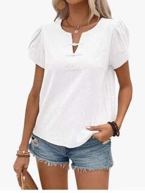 Falechay Women's Summer Tops Petal Short Sleeve